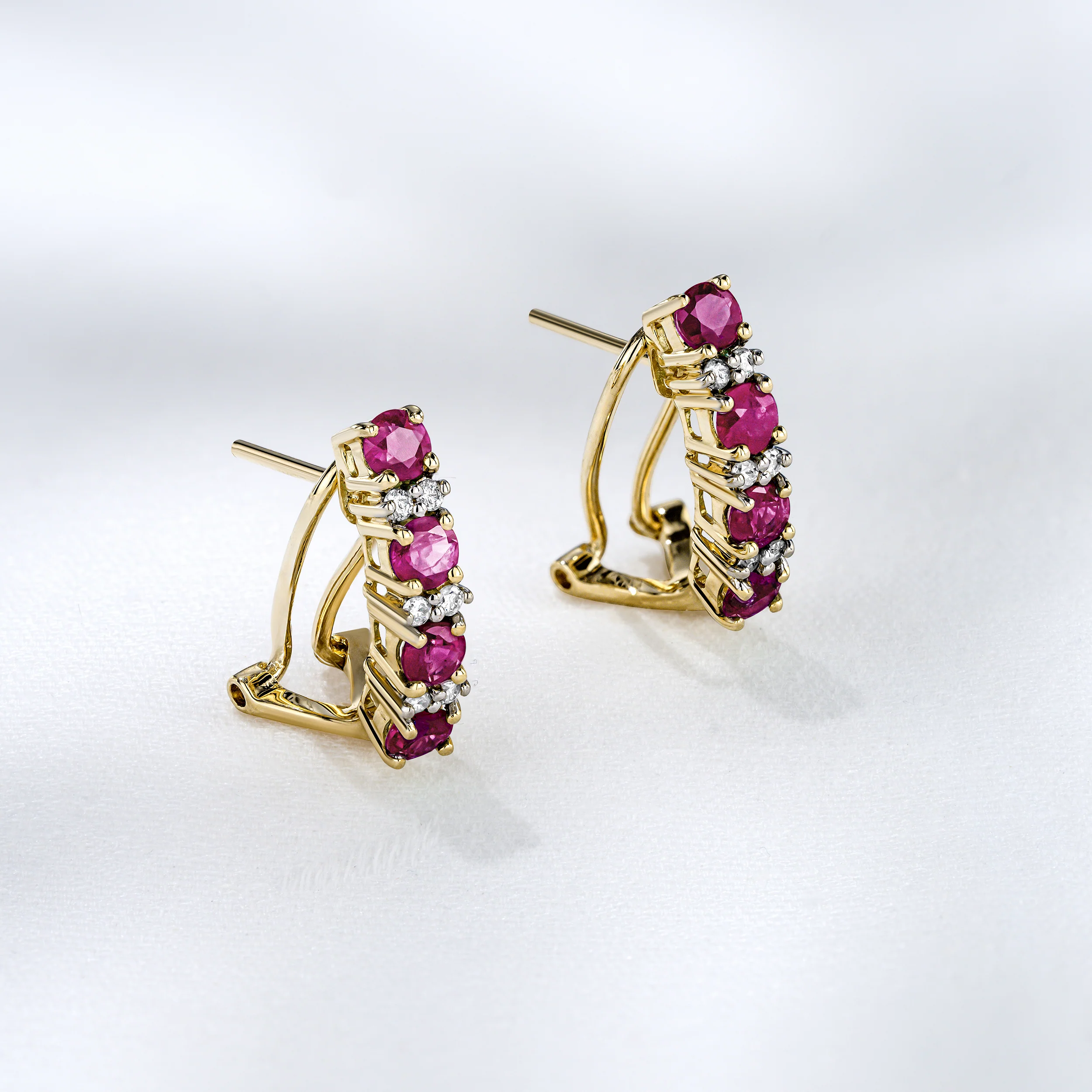 Pink Sapphire 1.15CT And Diamond 9K Yellow Gold Earrings - Image 5