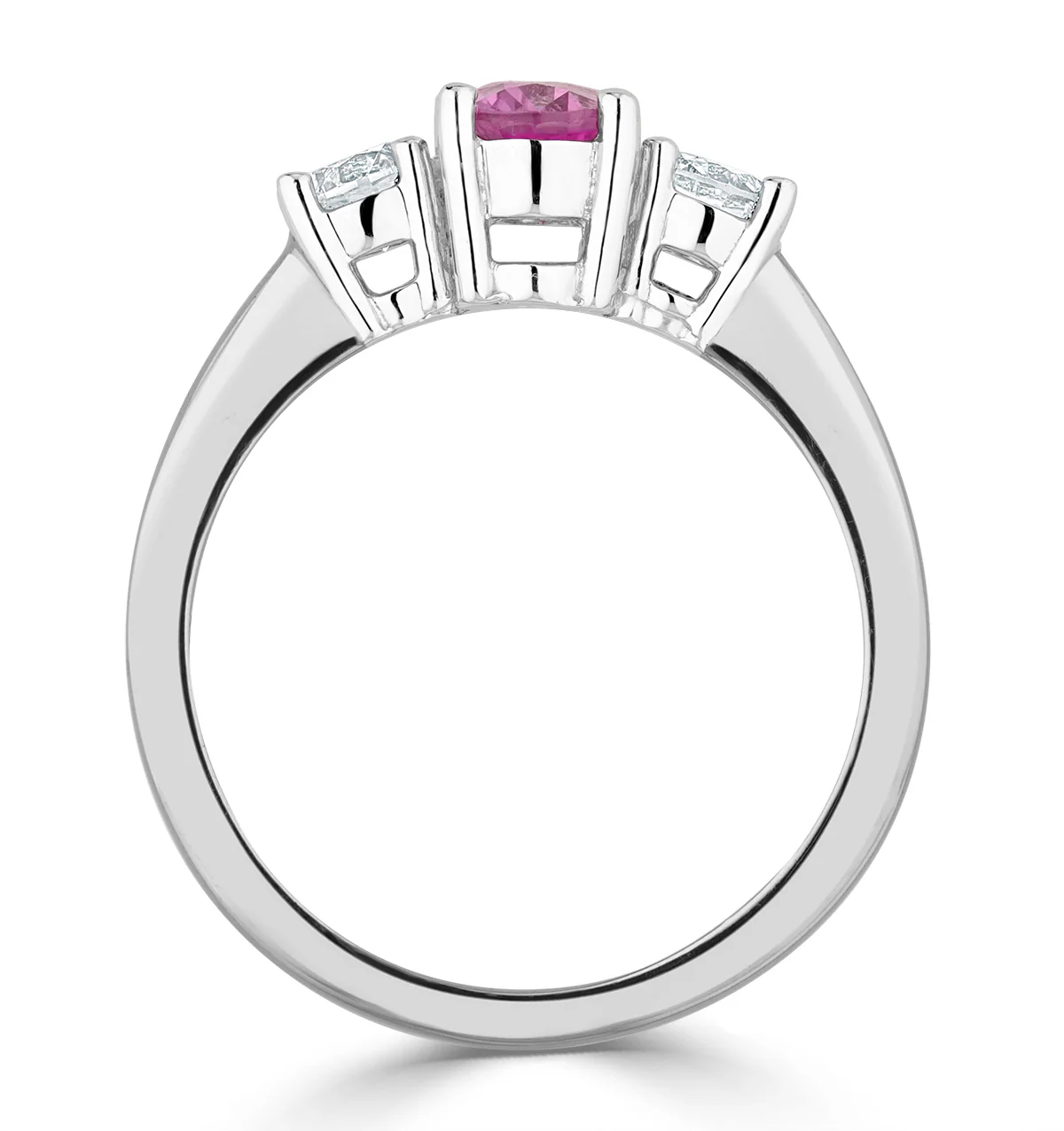 Pink Sapphire 1.00ct and 0.50ct Lab Diamonds G/Vs Platinum Ring - Image 3