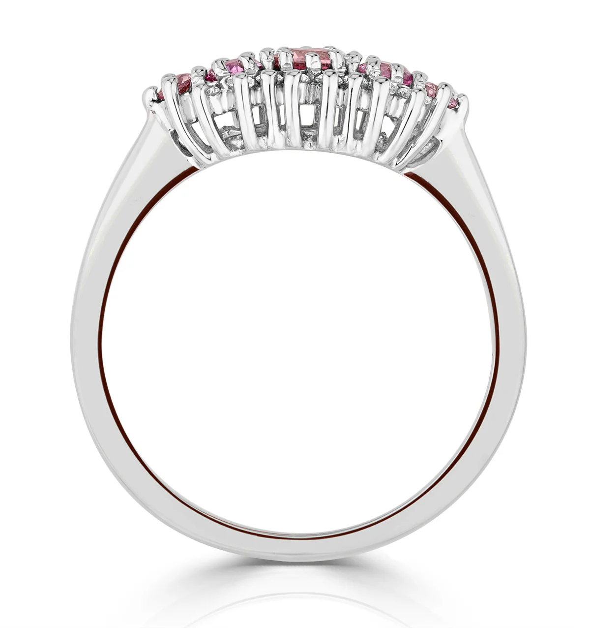 Pink Sapphire and 0.12ct Diamond Ring 9K White Gold - Image 4