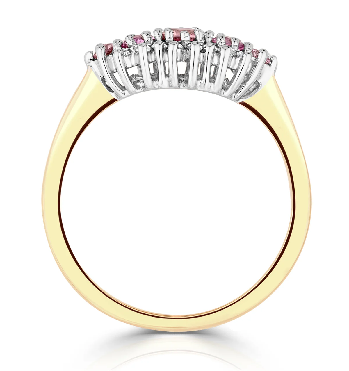 Pink Sapphire and 0.12ct Diamond Ring 9K Yellow Gold - Image 3