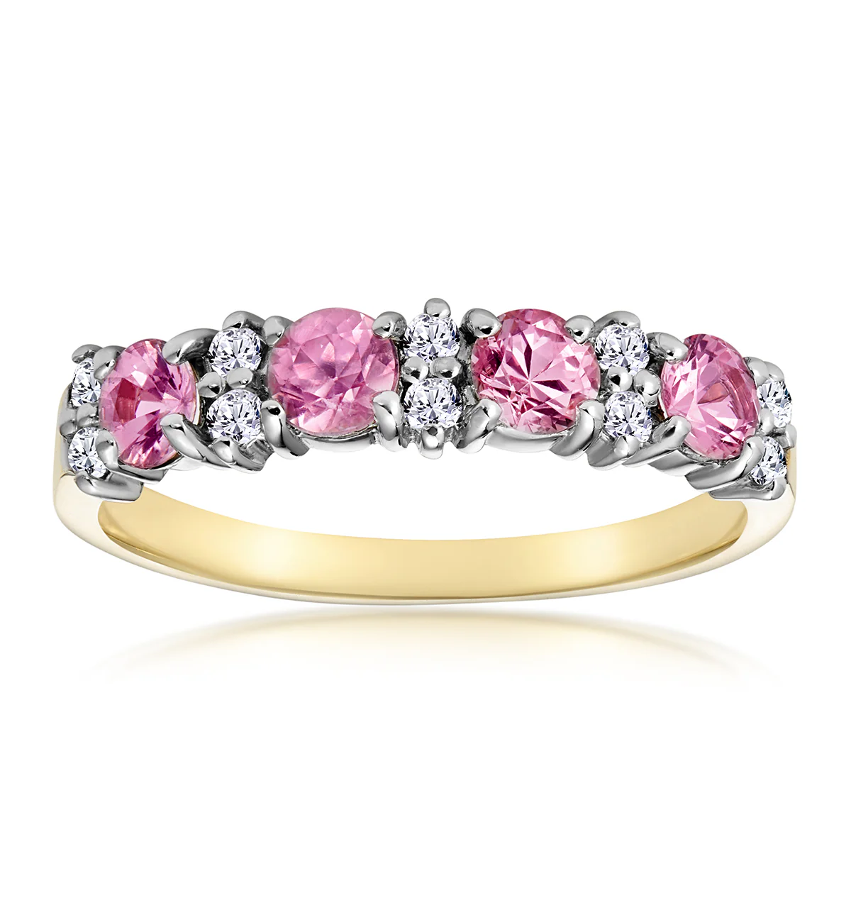 Pink Sapphire and 0.15ct Diamond Ring 9K Yellow Gold - Image 3