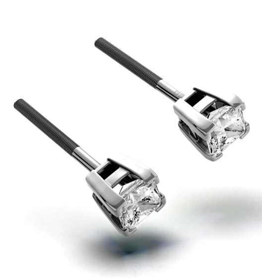 Platinum Princess Diamond Earrings - 0.30CT - G/VS - 3mm - Image 2
