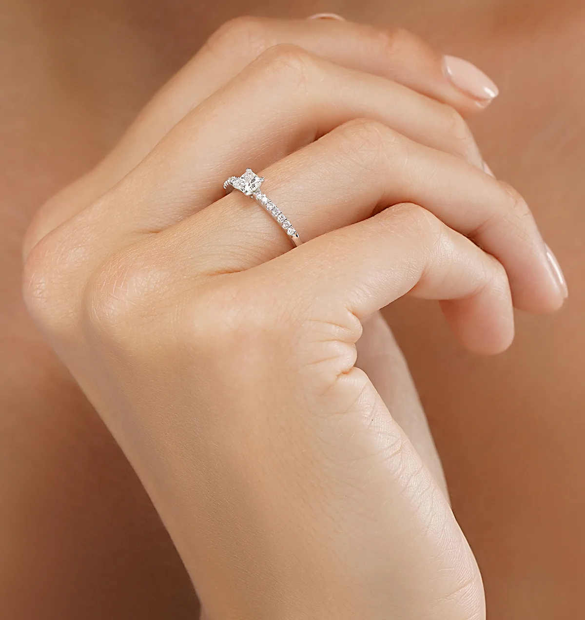 Princess Cut Lab Diamond Engagement Ring 0.25ct H/Si in 925 Silver - Image 3