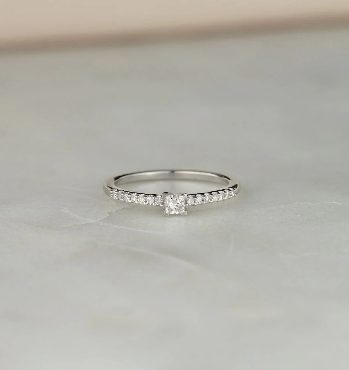 Princess Cut Lab Diamond Engagement Ring 0.25ct H/Si in 925 Silver - Image 6