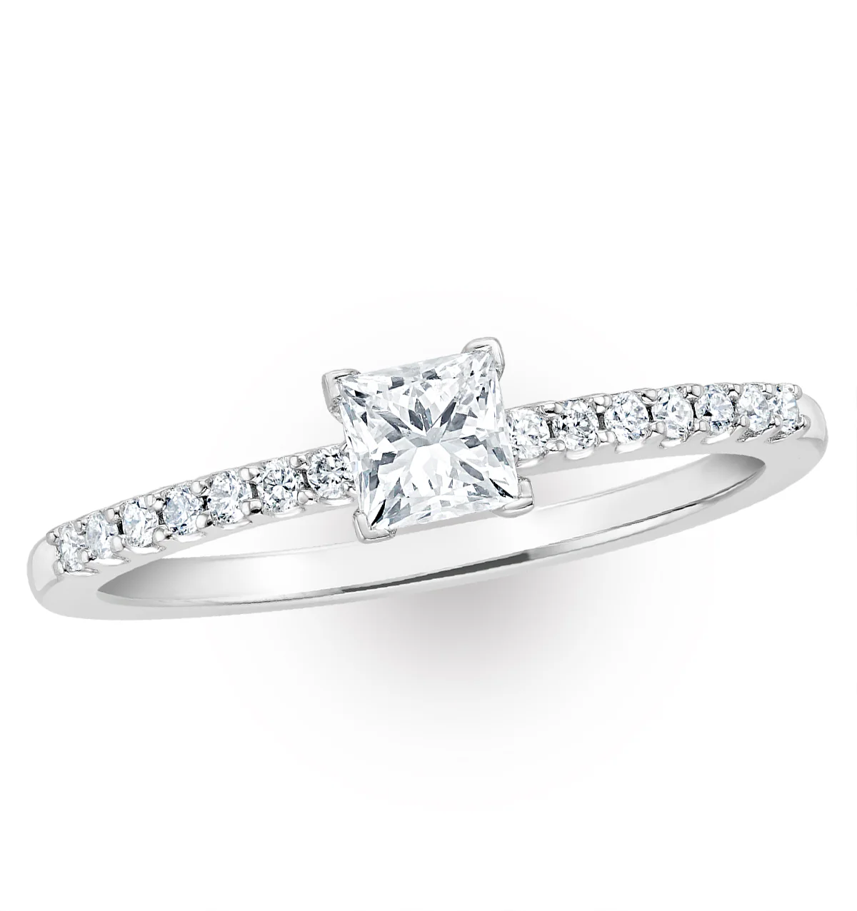 Princess Cut Lab Diamond Engagement Ring 0.25ct H/Si in 9K White Gold - Image 4