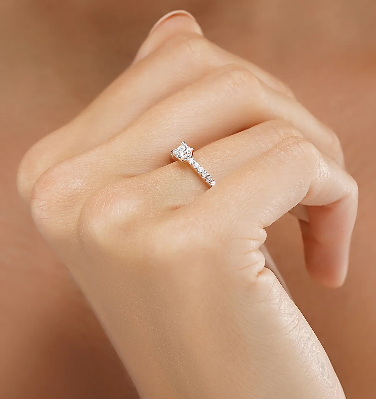 Princess Cut Lab Diamond Engagement Ring 0.50ct H/Si in 9K Gold - Image 3