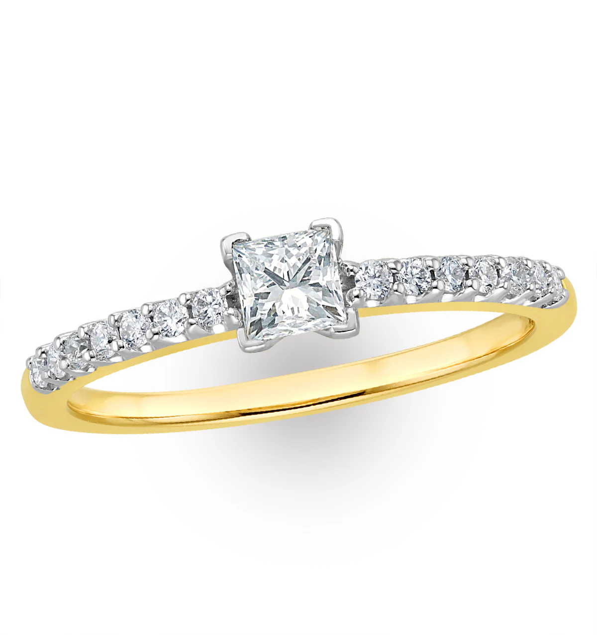 Princess Cut Lab Diamond Engagement Ring 0.50ct H/Si in 9K Gold - Image 4