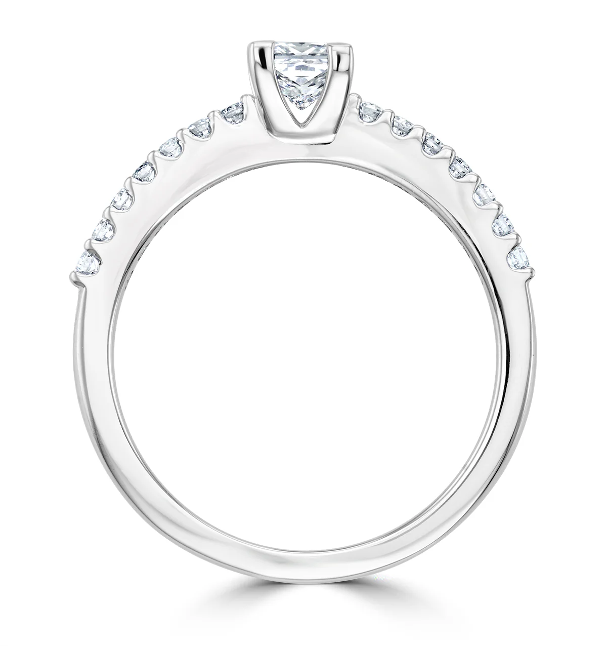 Princess Cut Lab Diamond Engagement Ring 0.50ct H/Si in 9K White Gold - Image 3