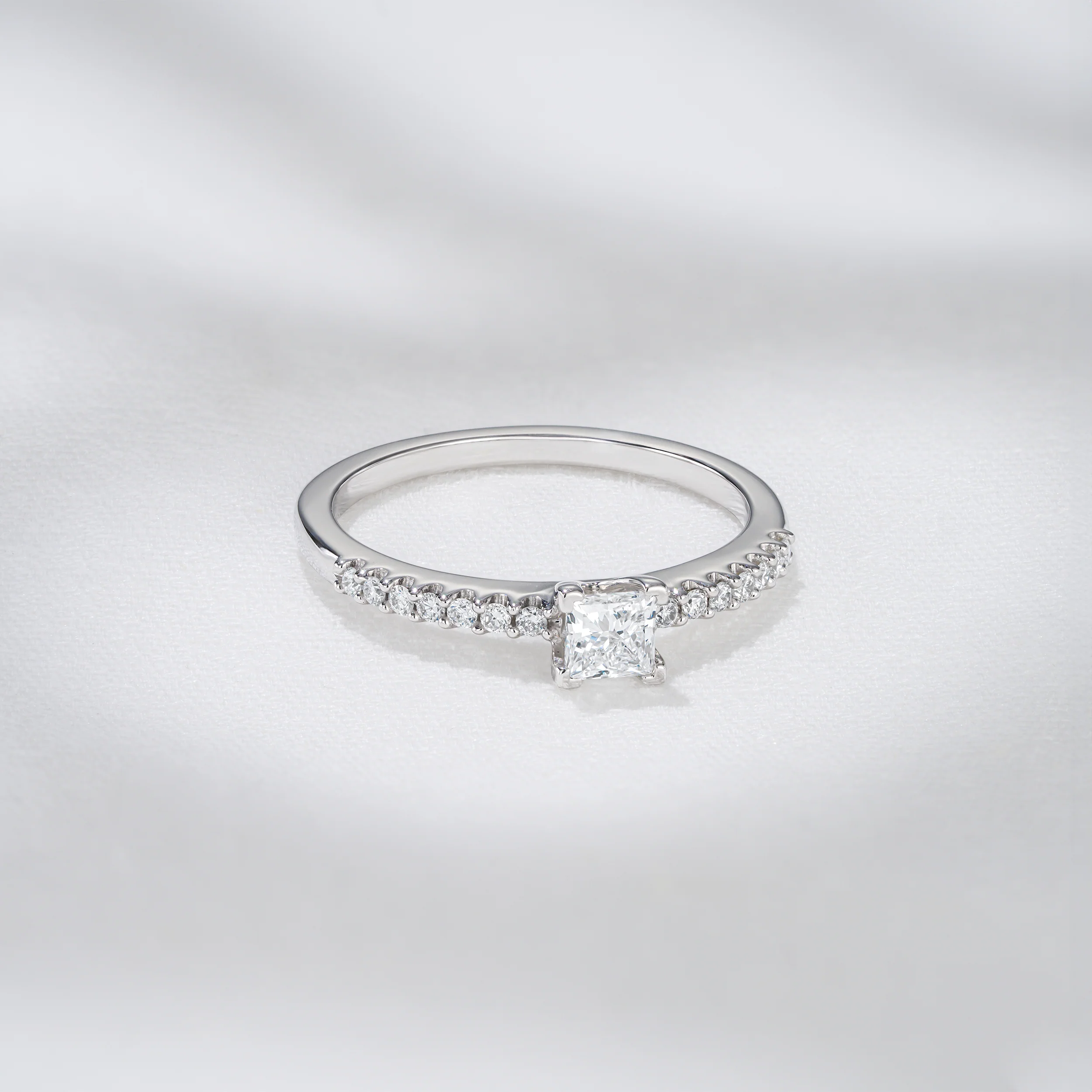 Princess Cut Lab Diamond Engagement Ring 0.50ct H/Si in 9K White Gold - Image 5