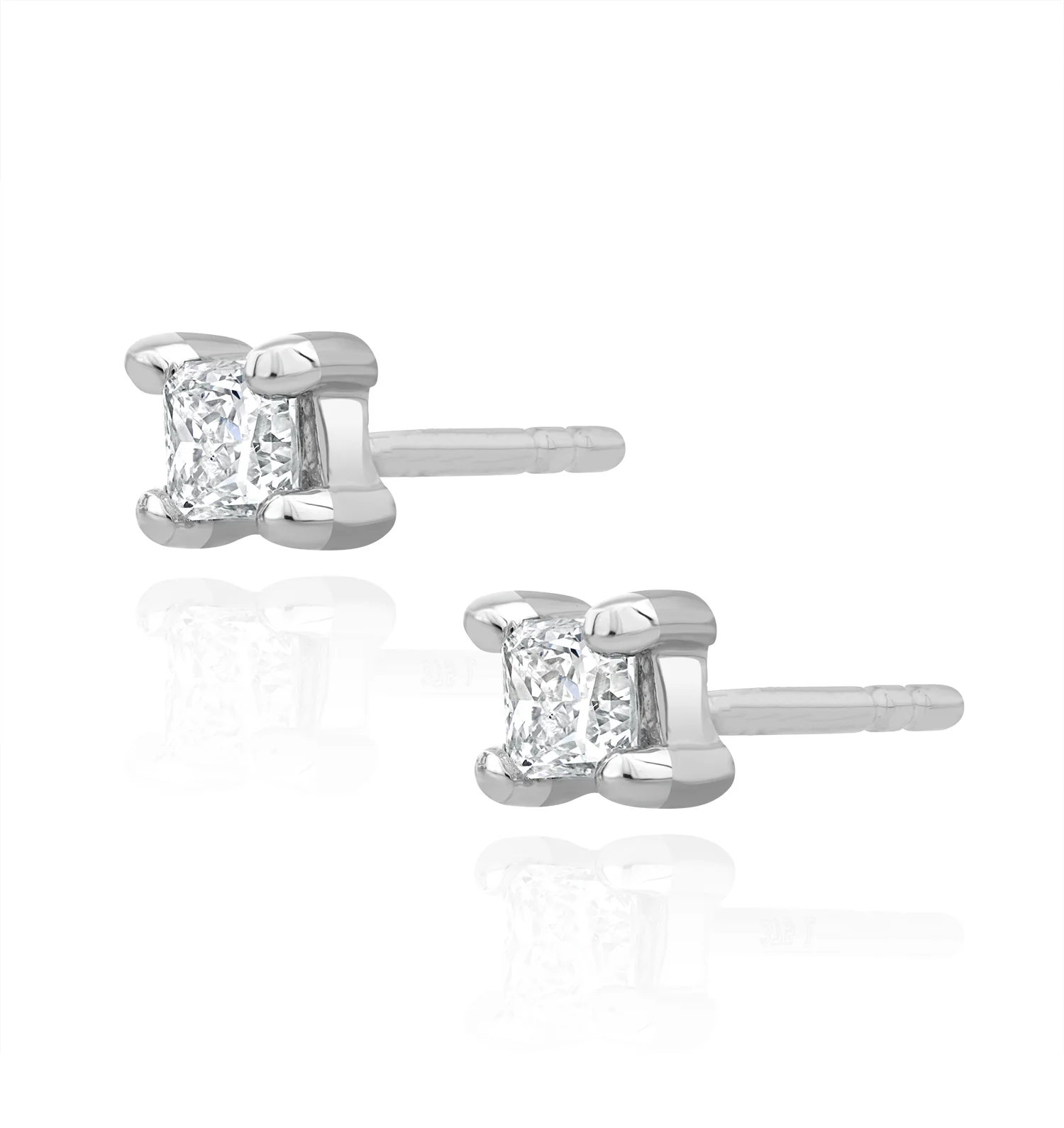 Princess Cut Lab Diamond Studs Earrings 0.30ct in 9K White Gold - Image 3