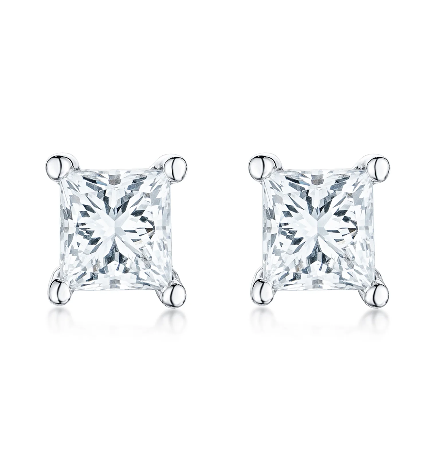 Princess Cut Lab Diamond Studs Earrings 0.50ct in 9K White Gold
