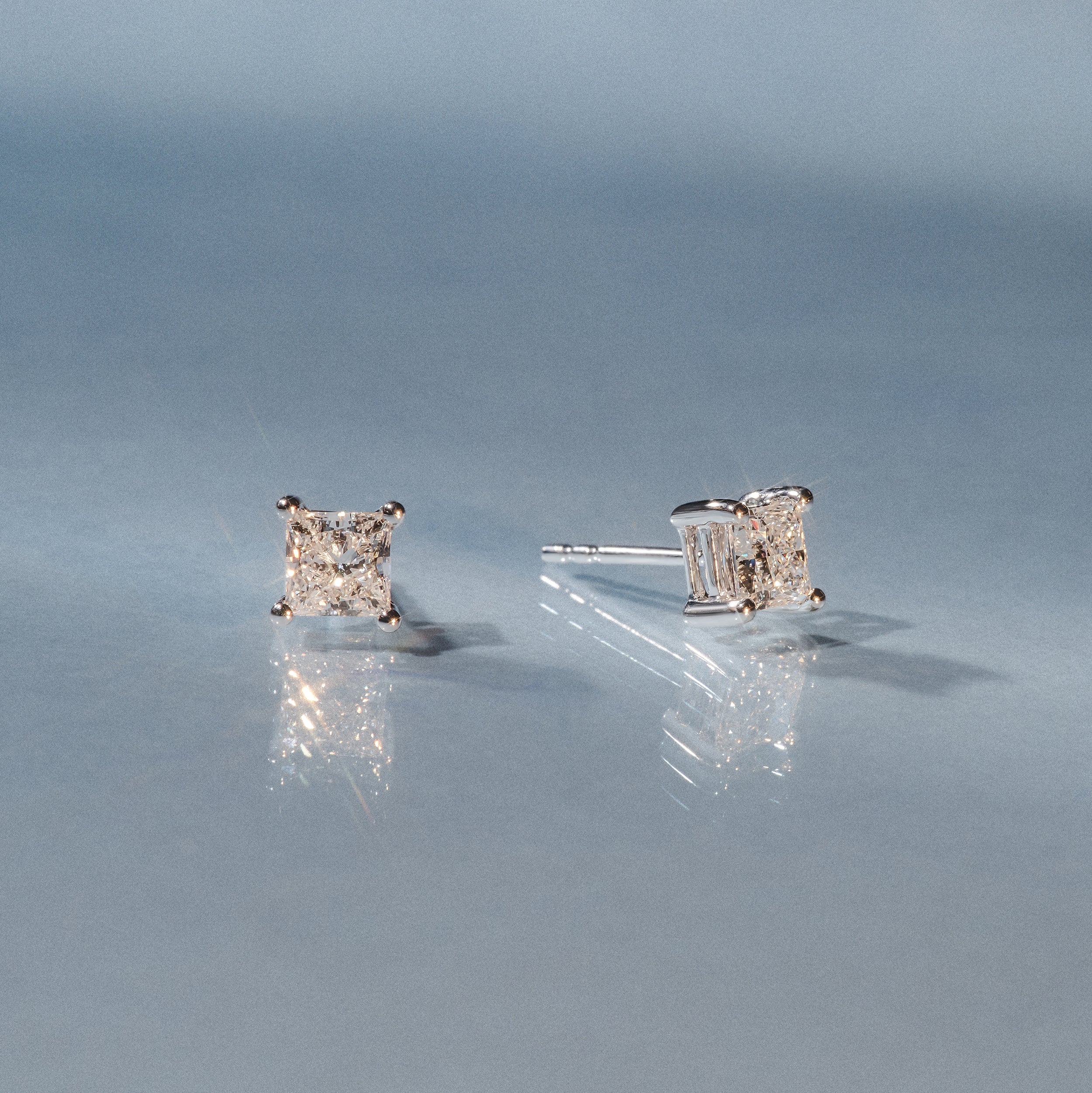 Princess Cut Lab Diamond Studs Earrings 0.50ct in 9K White Gold - Image 4