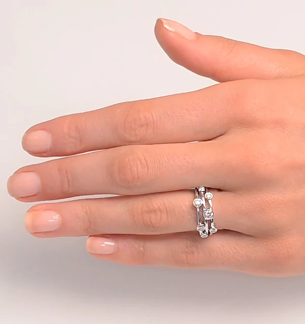 Rain Drops Diamond 1.00ct And 18K White Gold Rubover Ring - Image 3