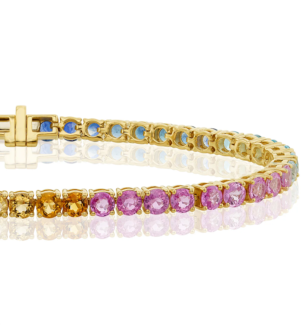 Rainbow Gem Stones Bracelet 10ct Set in 9K Yellow Gold - Image 3