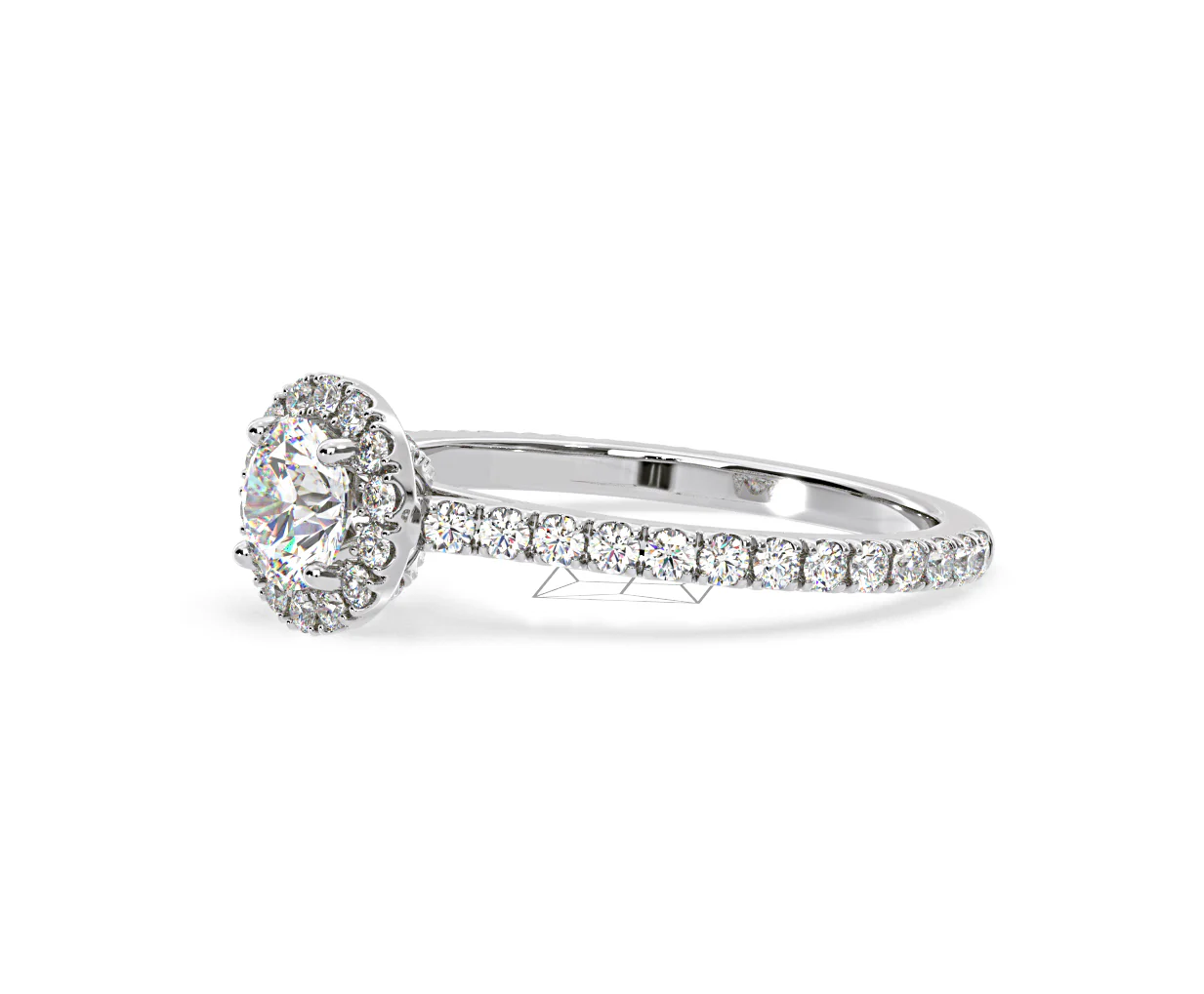 Reina Diamond Halo Engagement Ring in 18K White Gold 1.10ct G/SI2 - Image 100