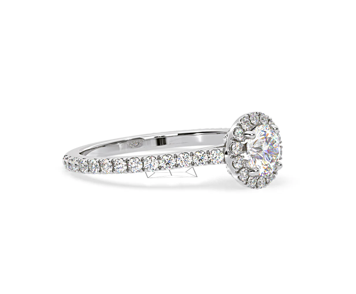 Reina Diamond Halo Engagement Ring in Platinum 1.10ct G/SI2 - Image 156