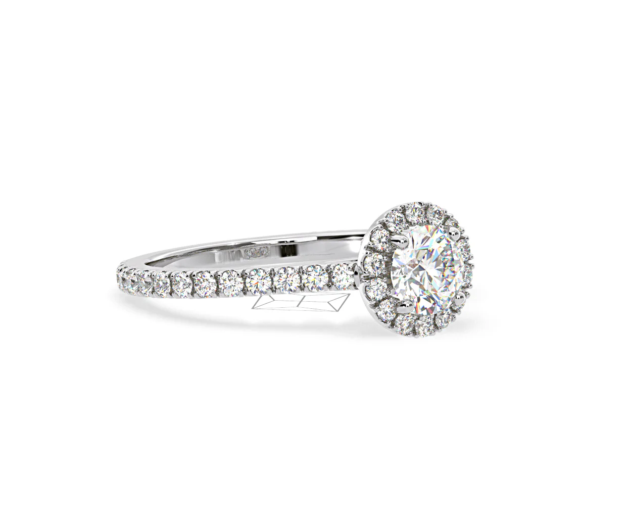 Reina Diamond Halo Engagement Ring in Platinum 1.10ct G/SI2 - Image 159