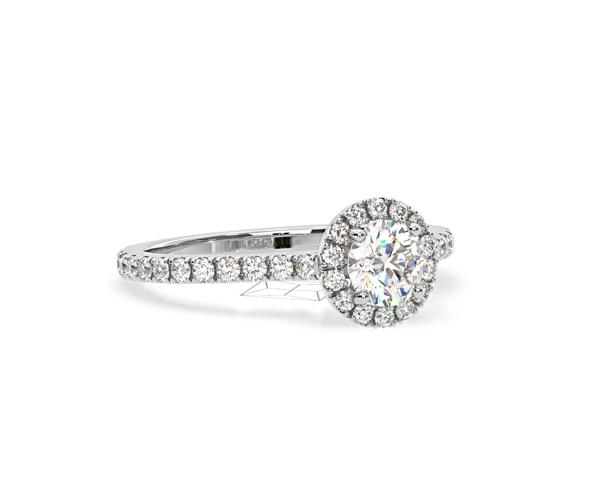 Reina Diamond Halo Engagement Ring in Platinum 1.10ct G/SI2 - Image 161