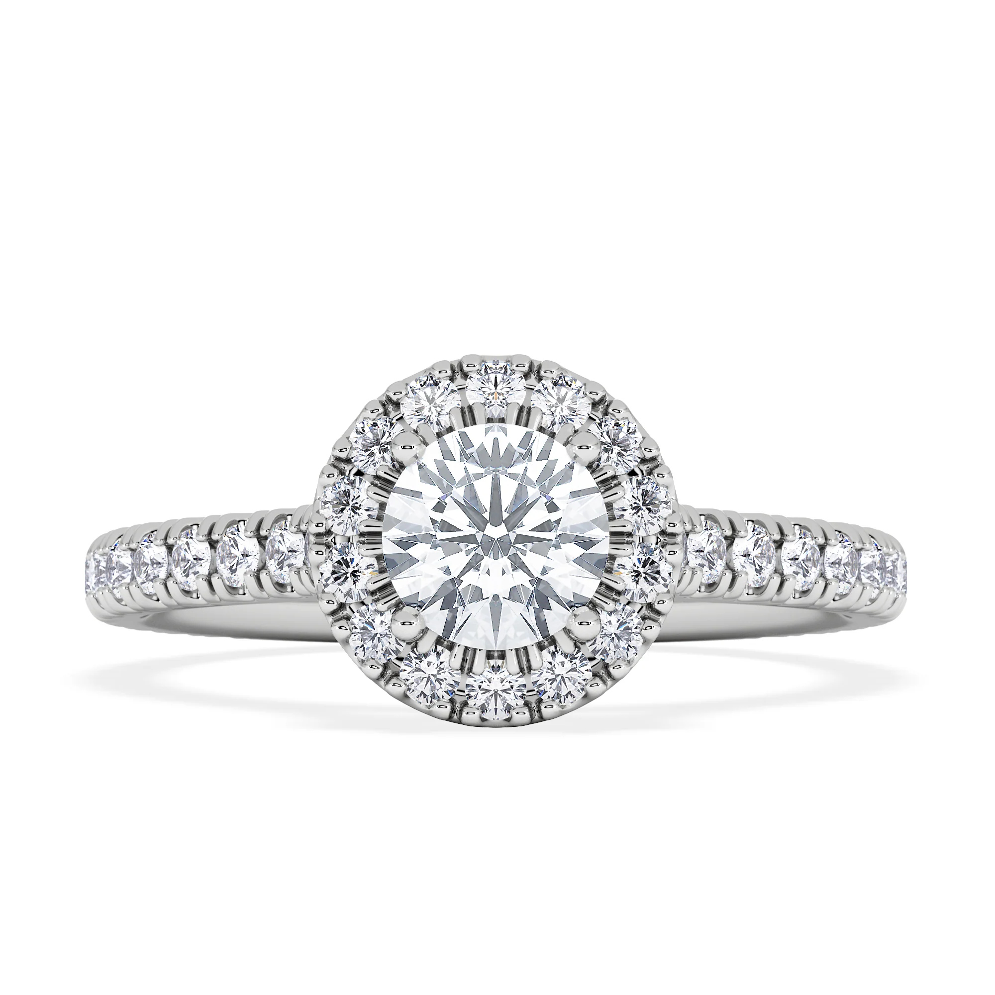 Reina Diamond Halo Engagement Ring in Platinum 1.10ct G/SI2 - Image 6