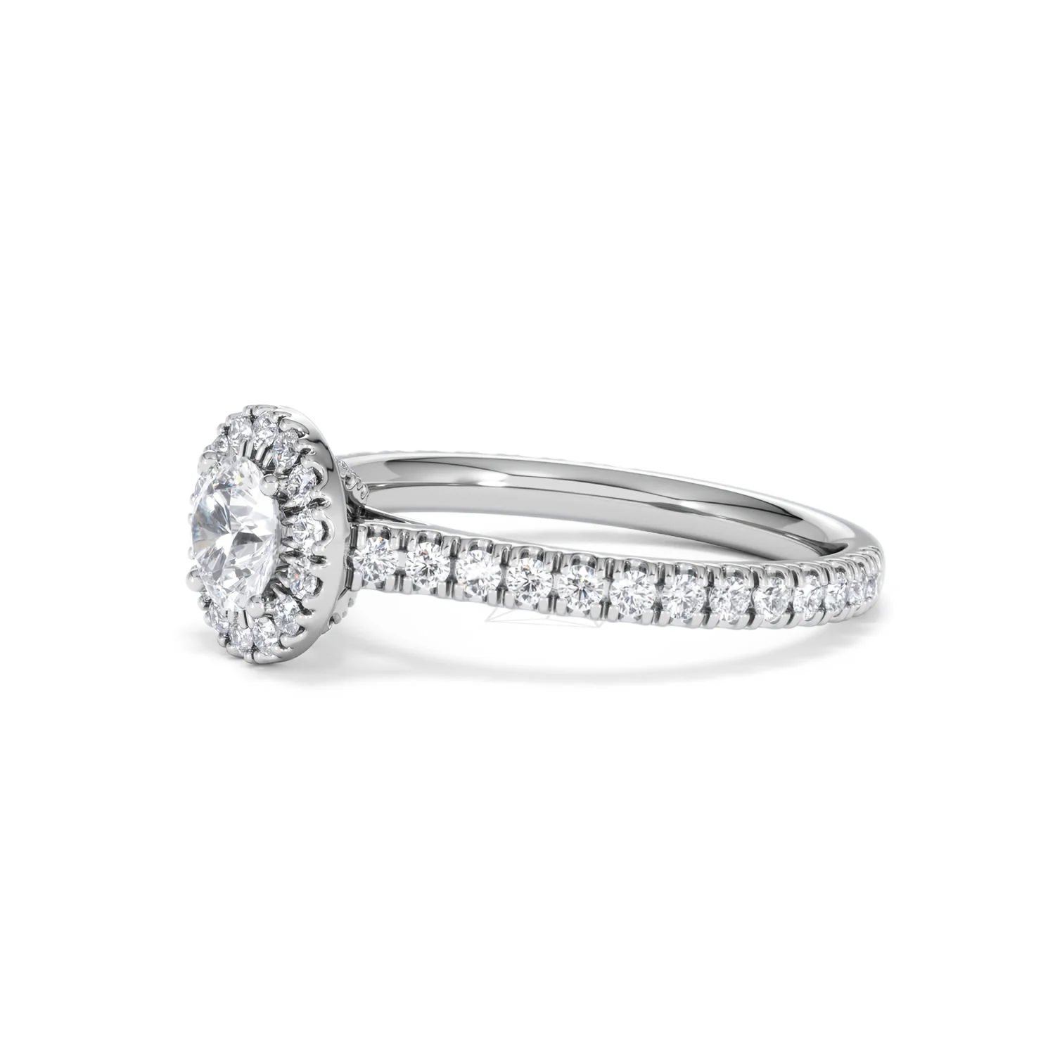 Reina Diamond Halo Engagement Ring in Platinum 1.10ct G/SI2 - Image 75