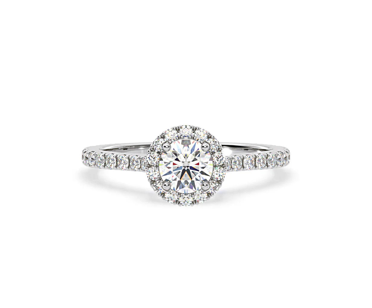 Reina Diamond Halo Engagement Ring in Platinum 1.10ct G/SI2 - Image 88