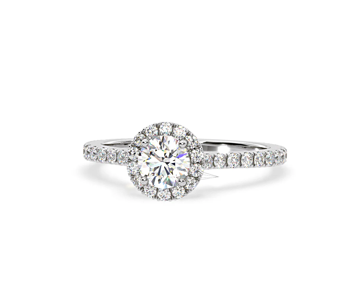 Reina Diamond Halo Engagement Ring in Platinum 1.10ct G/SI2 - Image 90