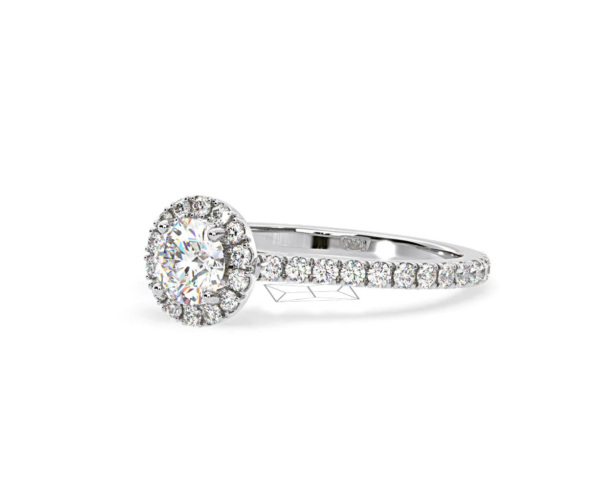 Reina Diamond Halo Engagement Ring in Platinum 1.10ct G/SI2 - Image 96