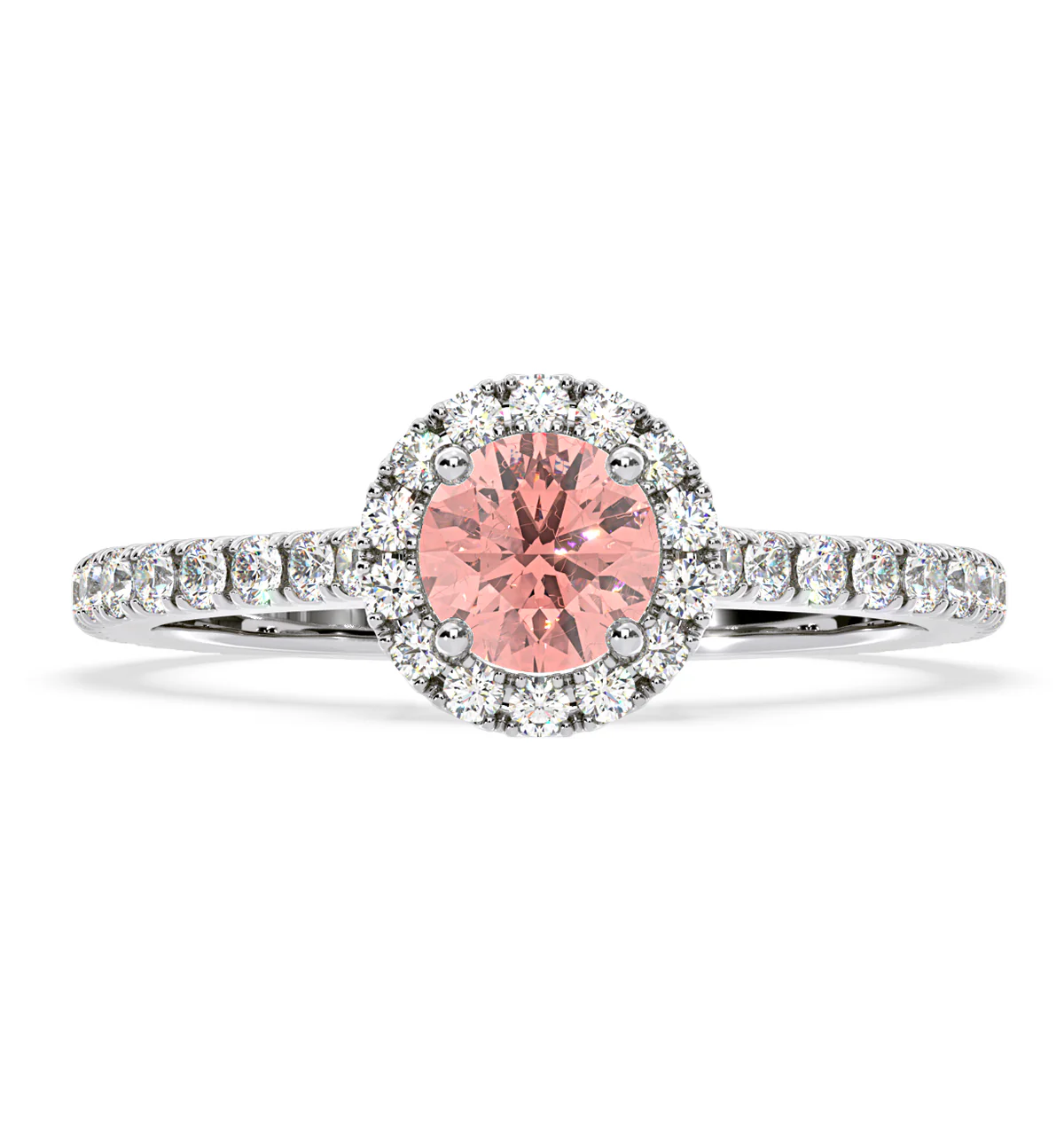 Reina Pink Lab Diamond 1.10ct Halo Ring in Platinum - Elara Collection - Image 3