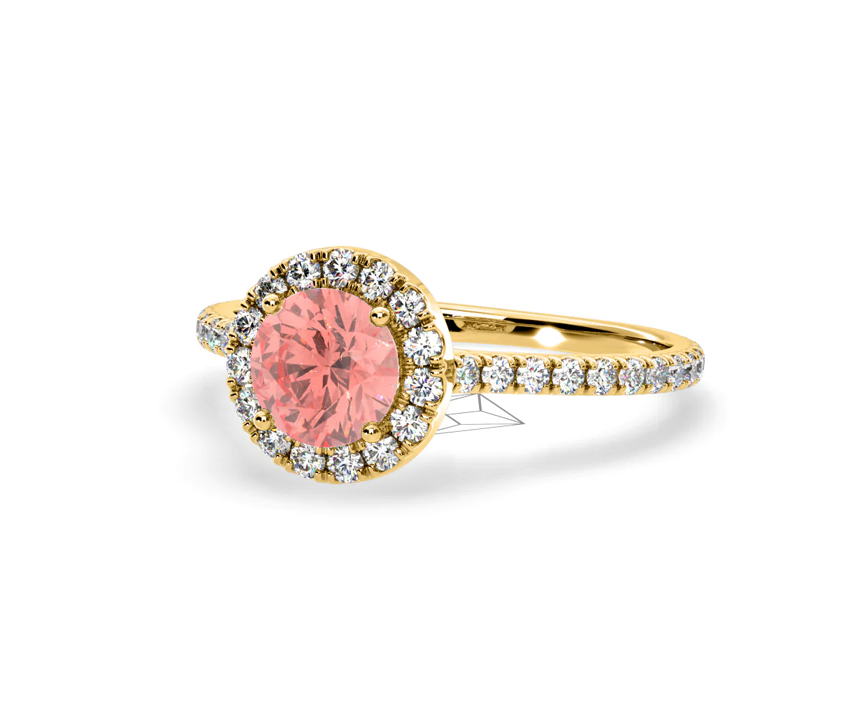 Reina Pink Lab Diamond 1.80ct Halo Ring in 18K Yellow Gold - Elara Collection - Image 12