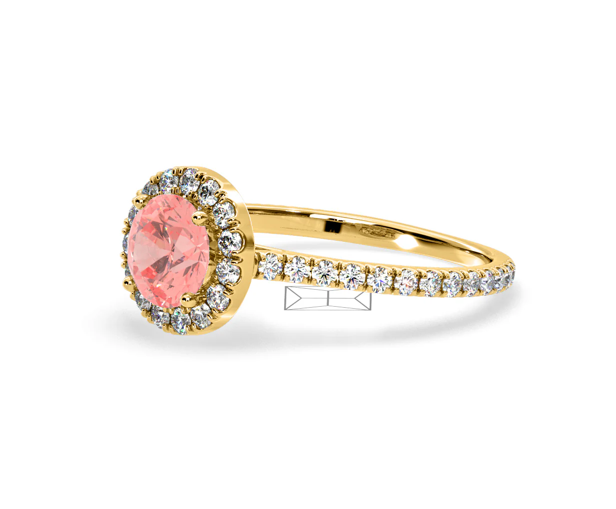 Reina Pink Lab Diamond 1.80ct Halo Ring in 18K Yellow Gold - Elara Collection - Image 17