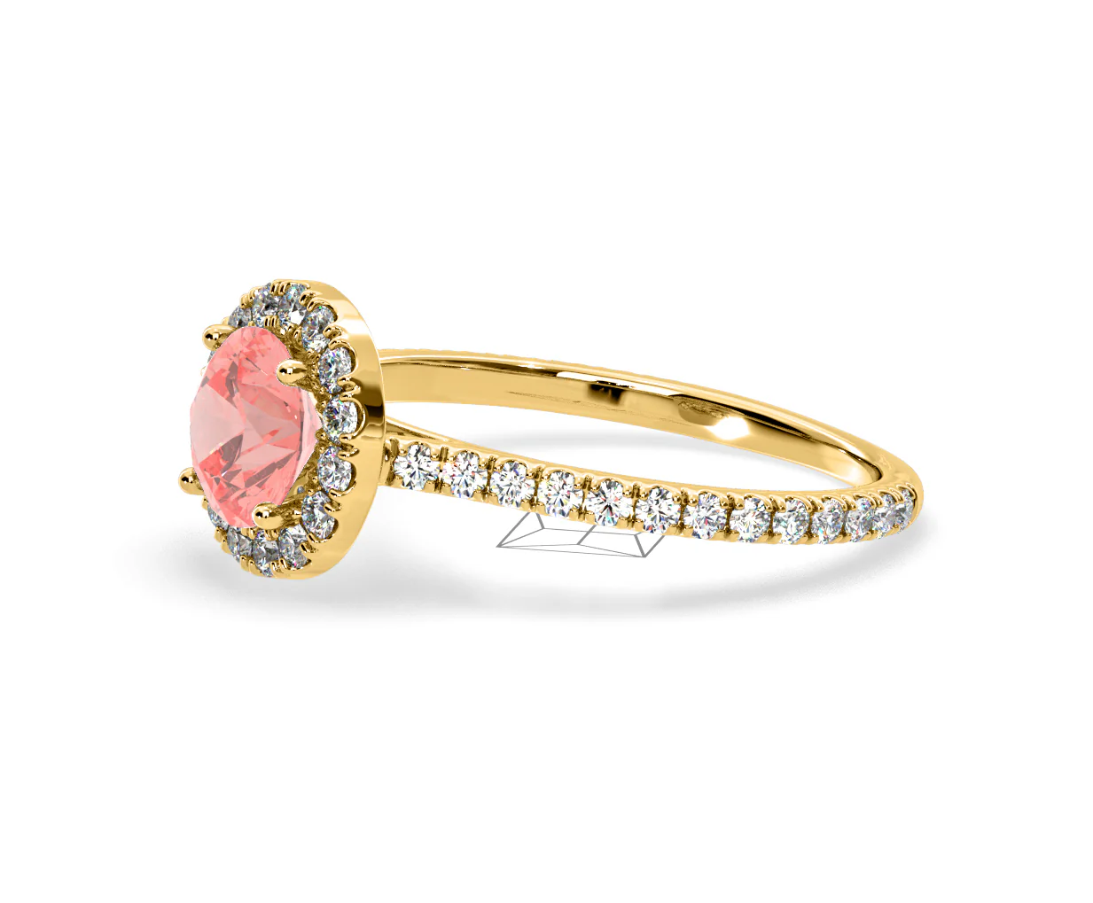Reina Pink Lab Diamond 1.80ct Halo Ring in 18K Yellow Gold - Elara Collection - Image 20