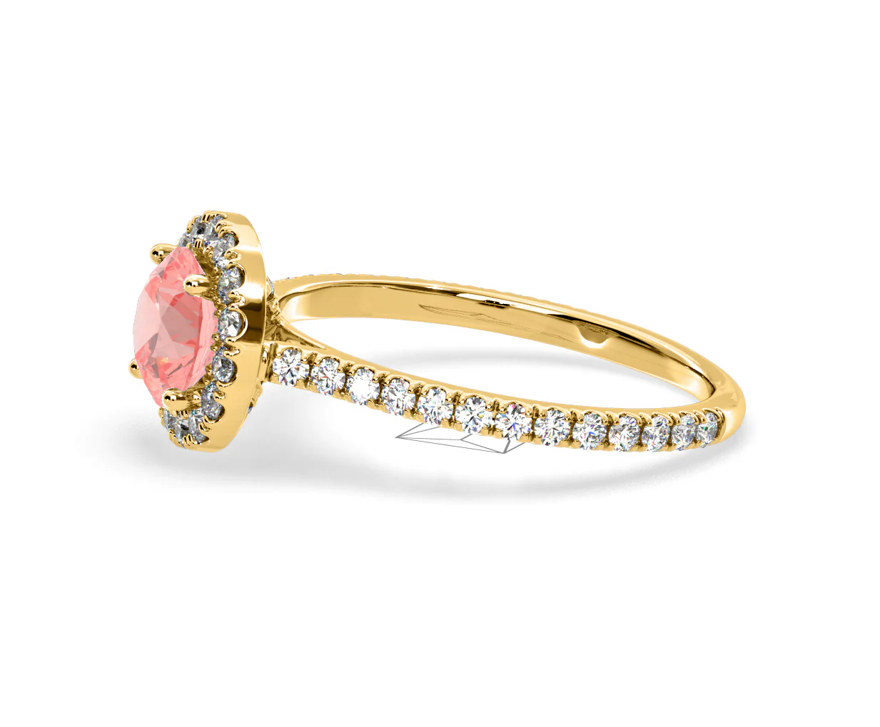 Reina Pink Lab Diamond 1.80ct Halo Ring in 18K Yellow Gold - Elara Collection - Image 23