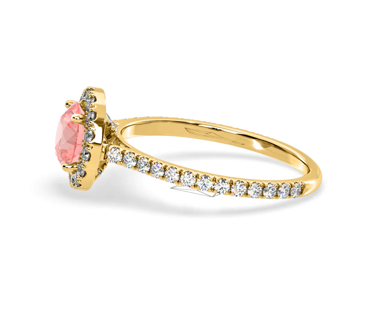 Reina Pink Lab Diamond 1.80ct Halo Ring in 18K Yellow Gold - Elara Collection - Image 25
