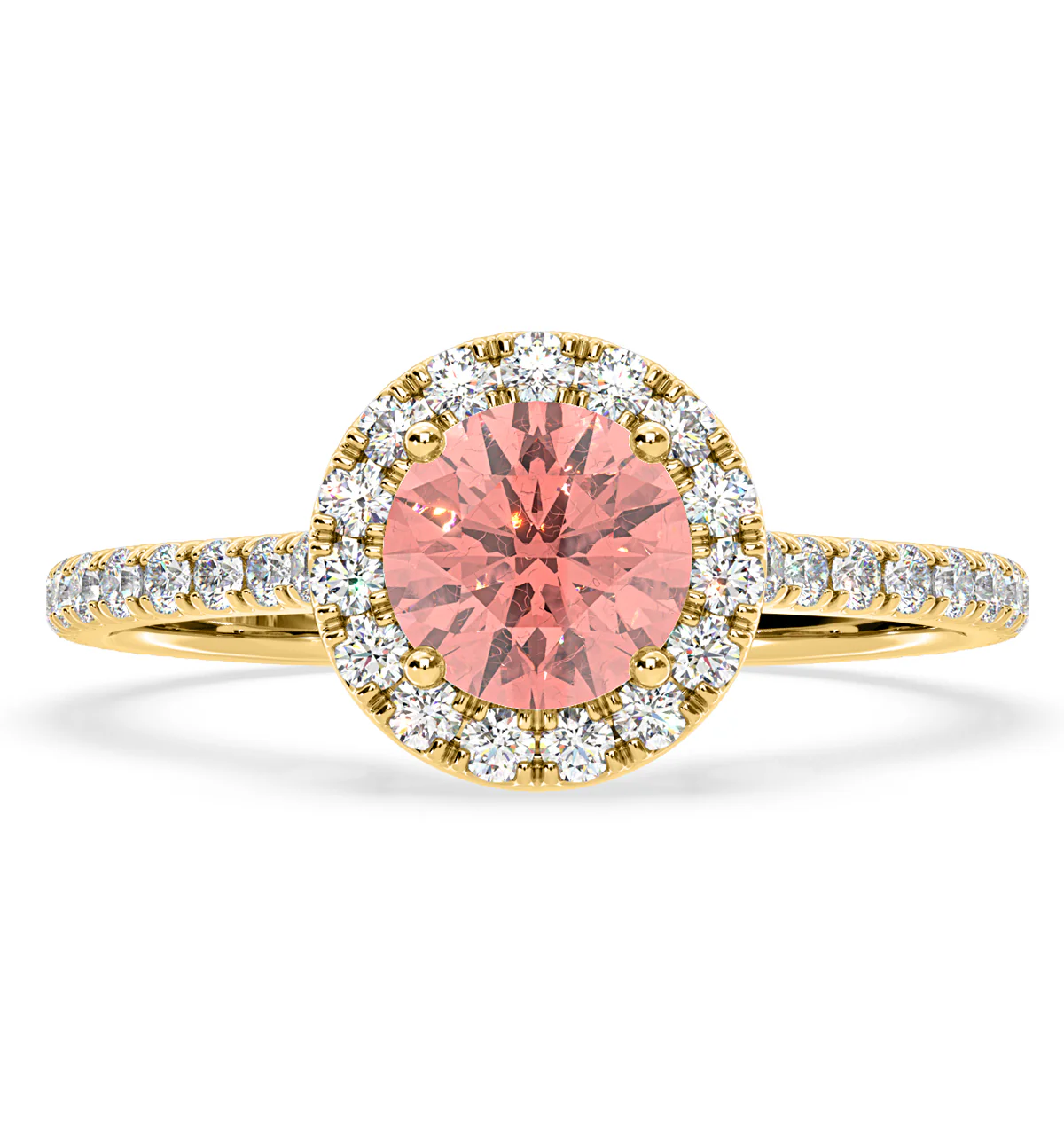 Reina Pink Lab Diamond 1.80ct Halo Ring in 18K Yellow Gold - Elara Collection - Image 3