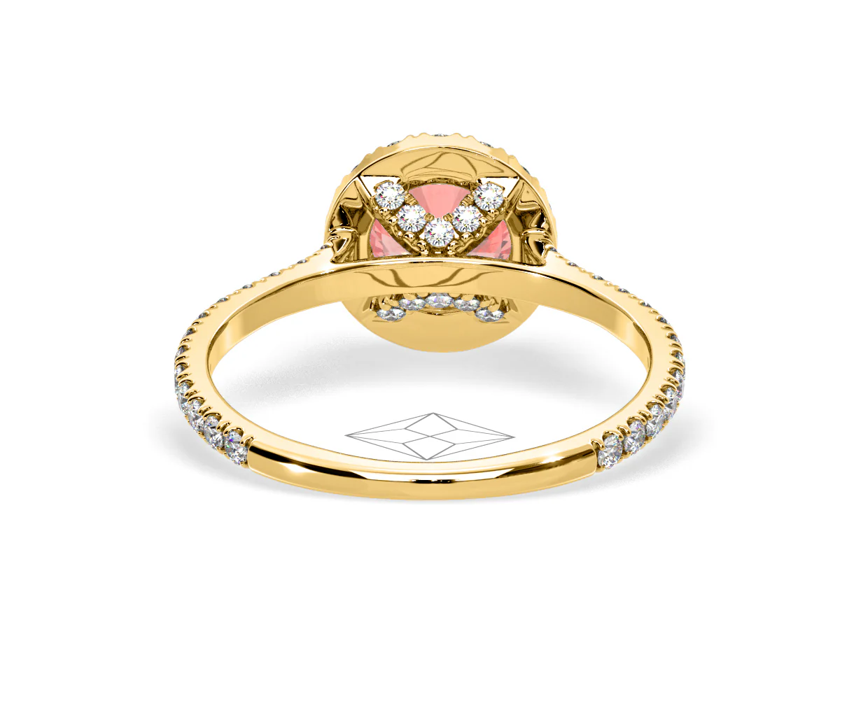 Reina Pink Lab Diamond 1.80ct Halo Ring in 18K Yellow Gold - Elara Collection - Image 47