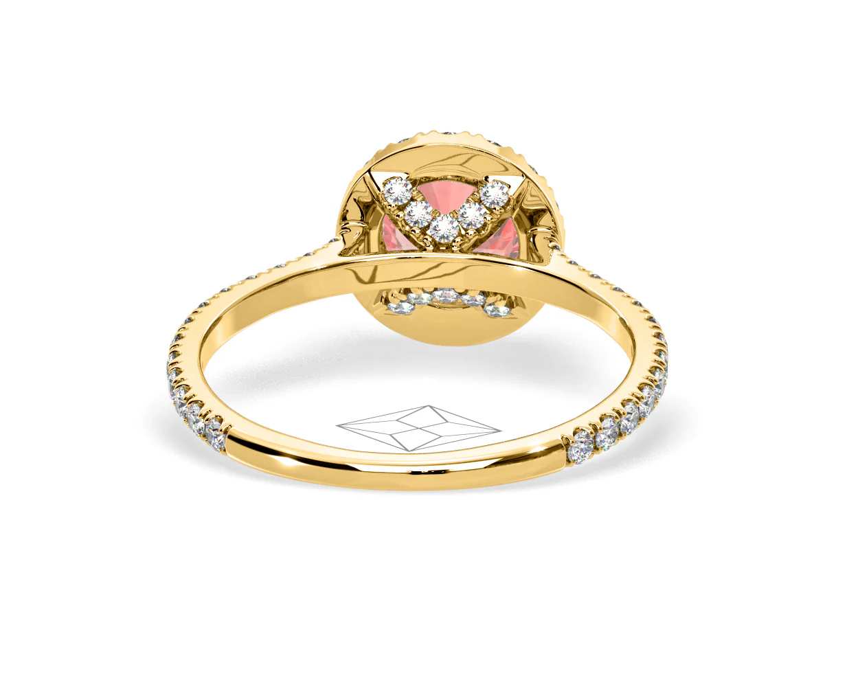 Reina Pink Lab Diamond 1.80ct Halo Ring in 18K Yellow Gold - Elara Collection - Image 48