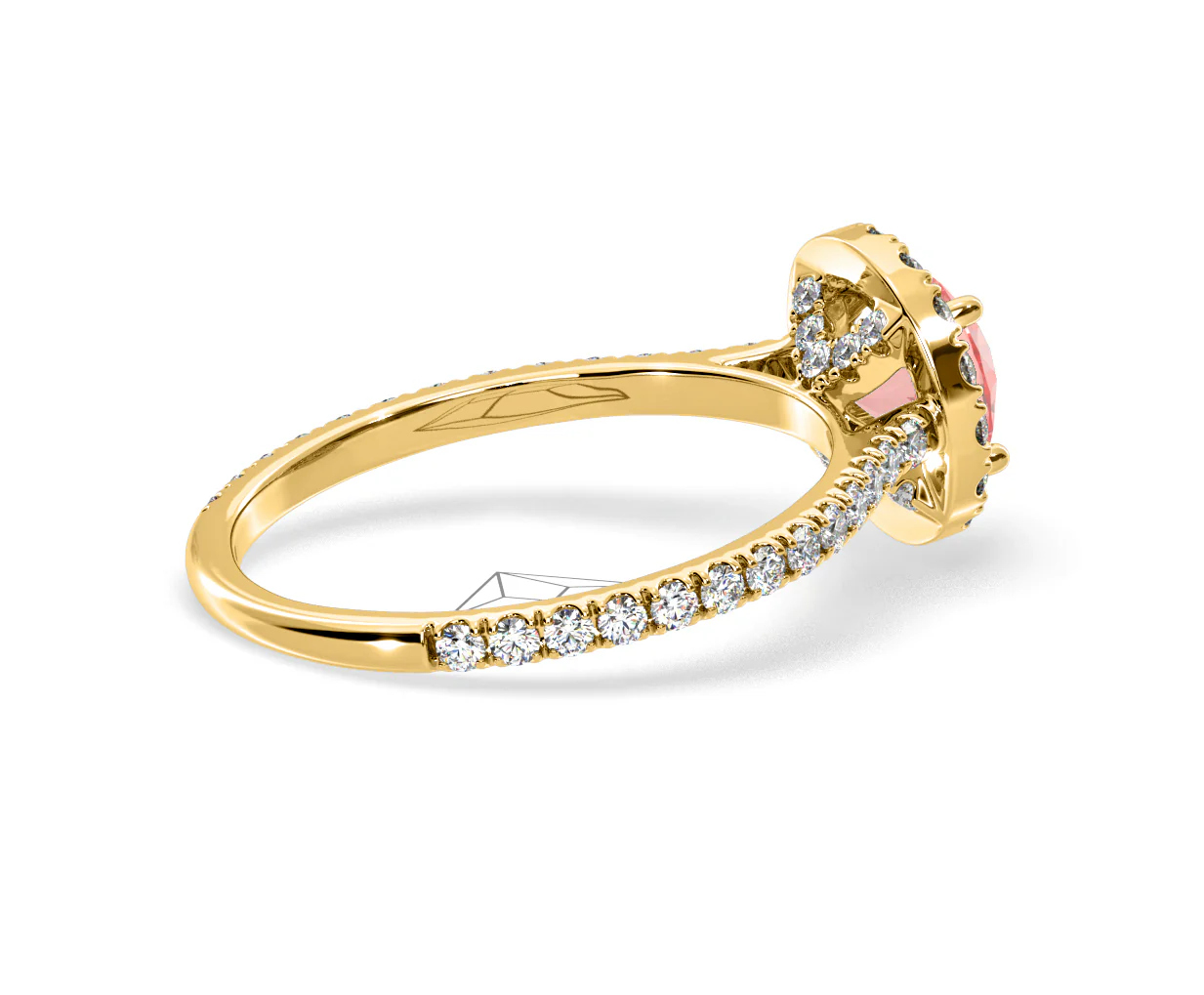 Reina Pink Lab Diamond 1.80ct Halo Ring in 18K Yellow Gold - Elara Collection - Image 60