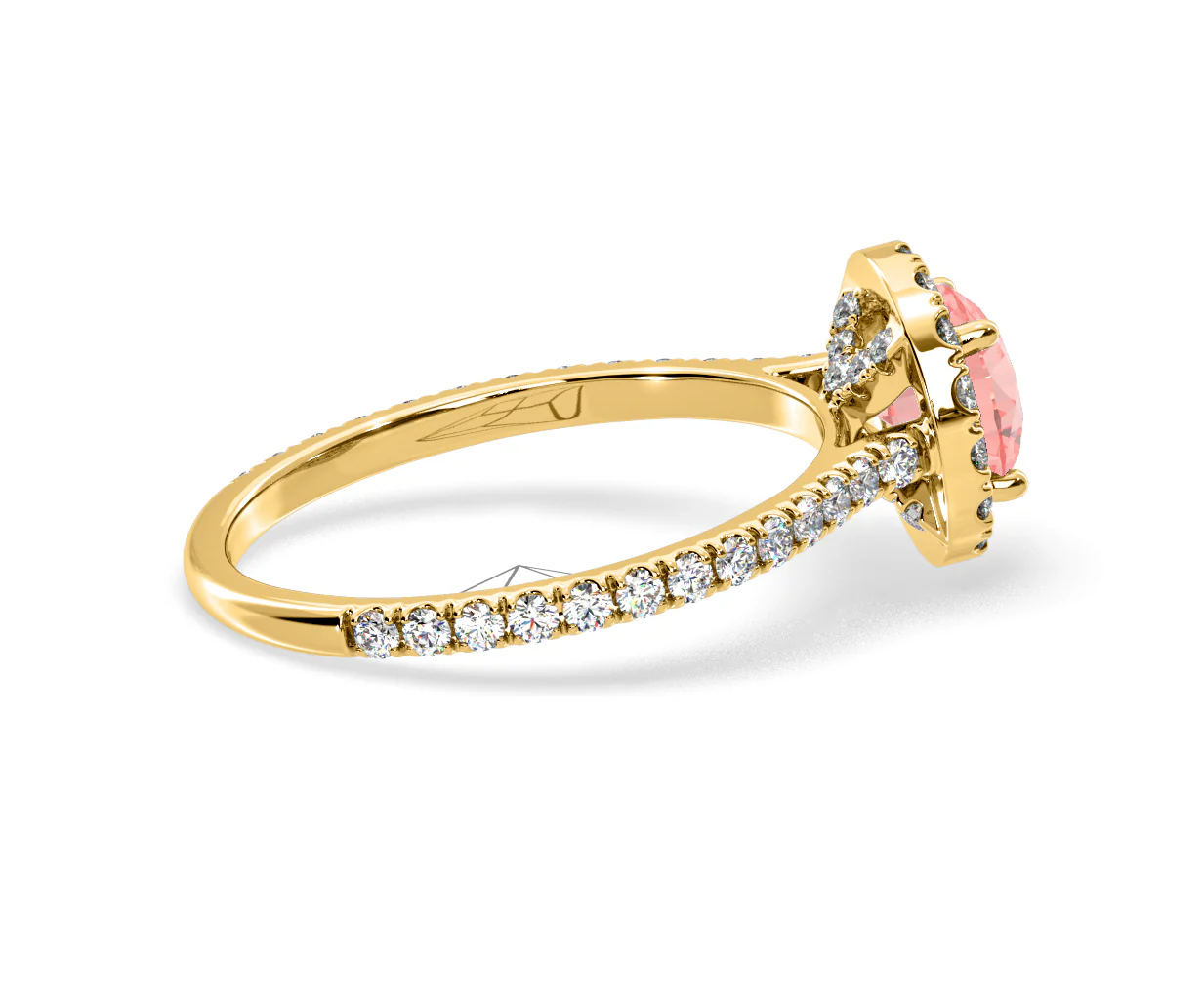 Reina Pink Lab Diamond 1.80ct Halo Ring in 18K Yellow Gold - Elara Collection - Image 63