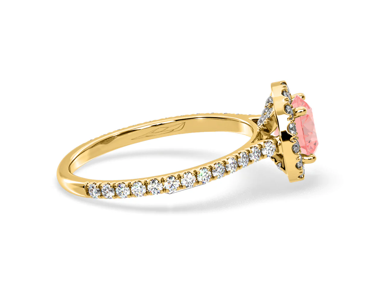 Reina Pink Lab Diamond 1.80ct Halo Ring in 18K Yellow Gold - Elara Collection - Image 66