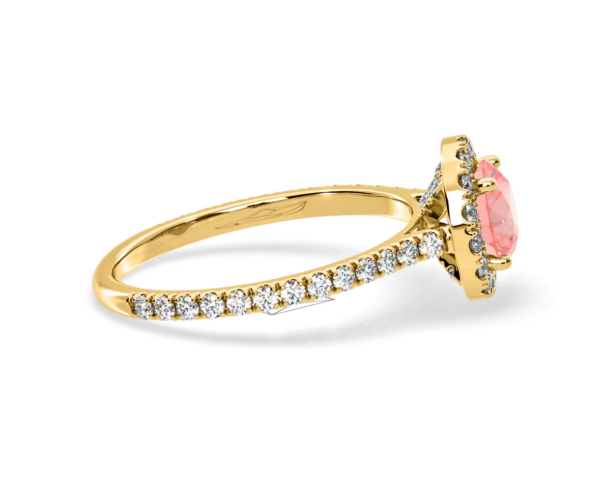 Reina Pink Lab Diamond 1.80ct Halo Ring in 18K Yellow Gold - Elara Collection - Image 67