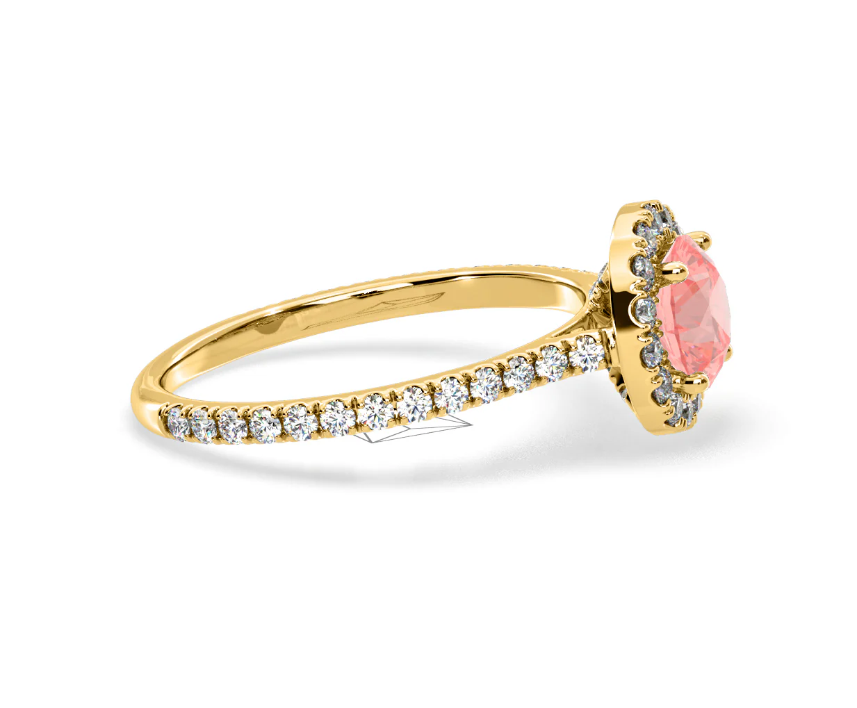 Reina Pink Lab Diamond 1.80ct Halo Ring in 18K Yellow Gold - Elara Collection - Image 69