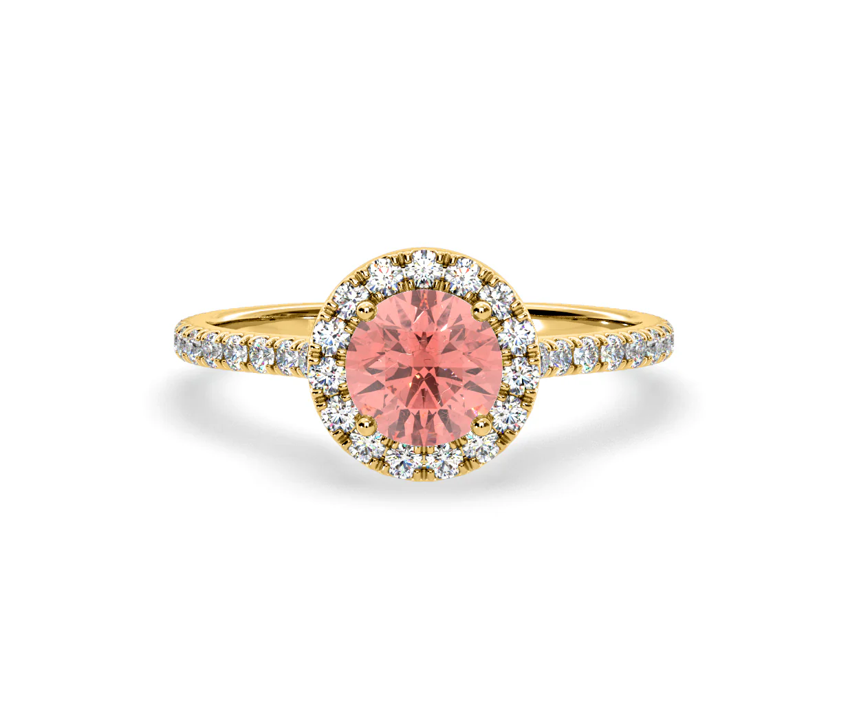 Reina Pink Lab Diamond 1.80ct Halo Ring in 18K Yellow Gold - Elara Collection - Image 7
