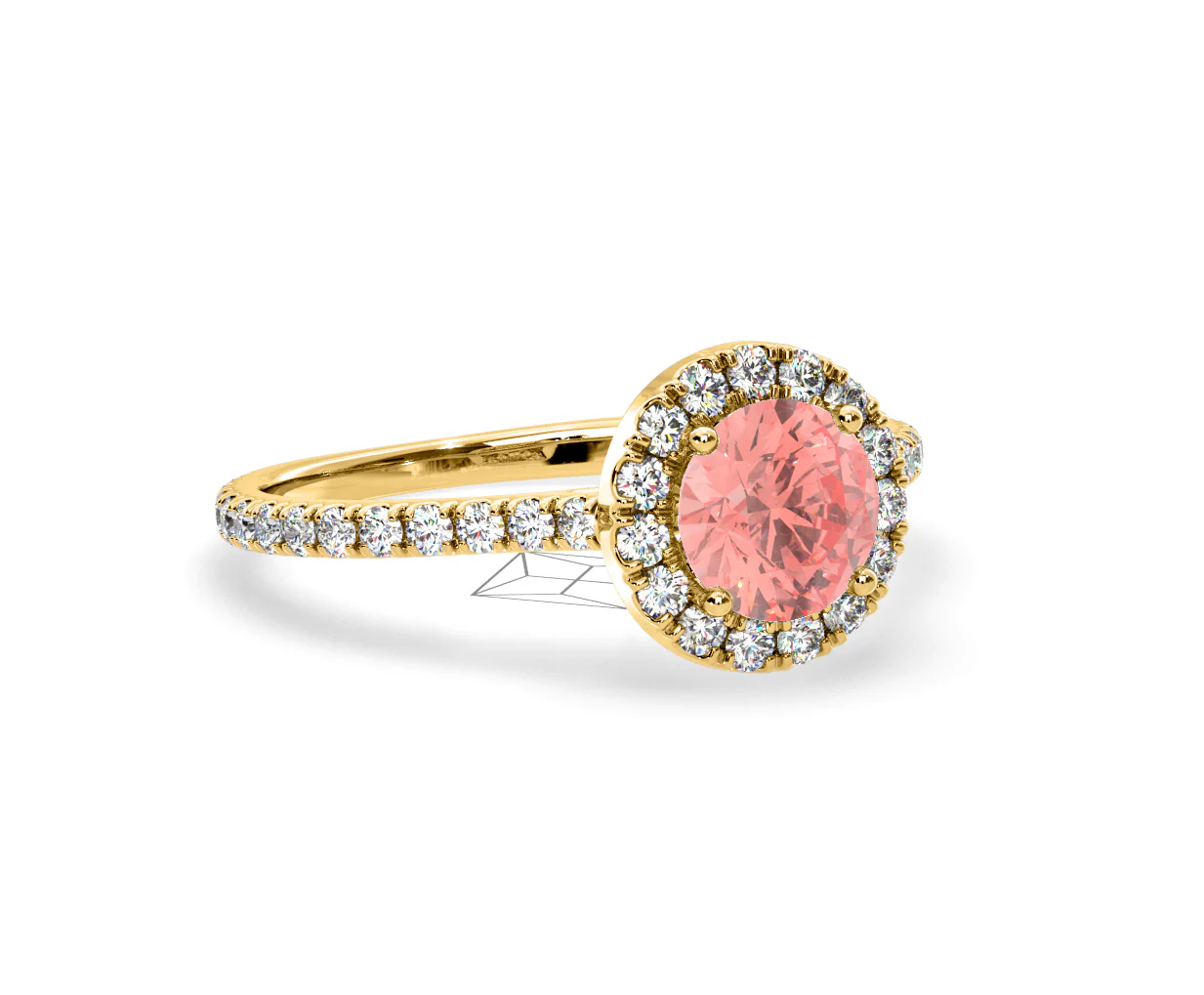 Reina Pink Lab Diamond 1.80ct Halo Ring in 18K Yellow Gold - Elara Collection - Image 80