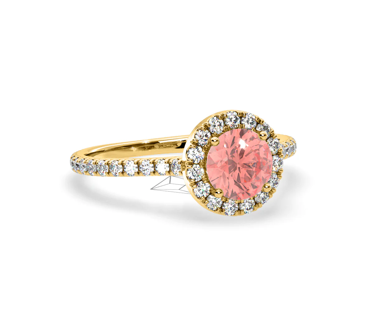 Reina Pink Lab Diamond 1.80ct Halo Ring in 18K Yellow Gold - Elara Collection - Image 81