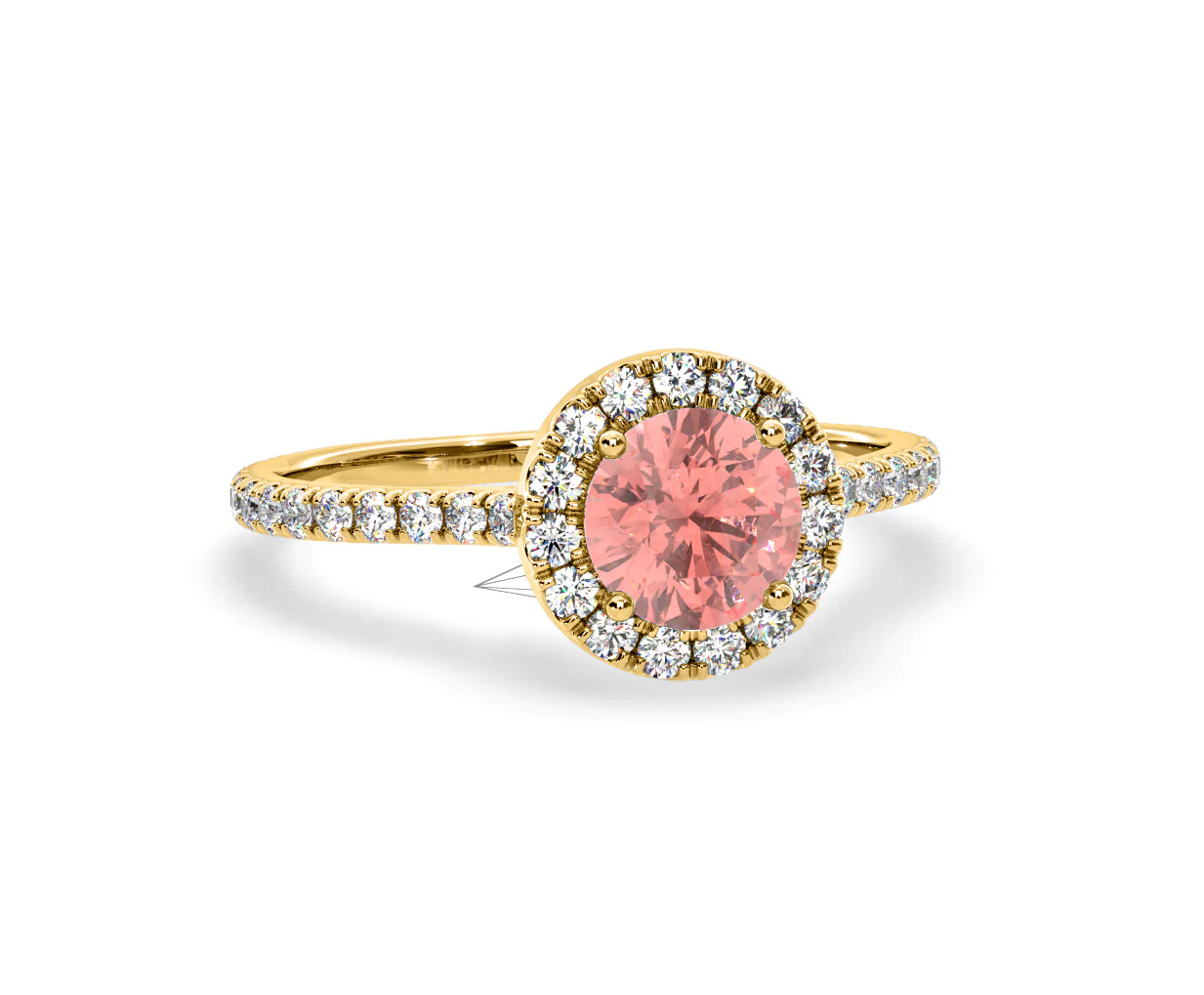 Reina Pink Lab Diamond 1.80ct Halo Ring in 18K Yellow Gold - Elara Collection - Image 83