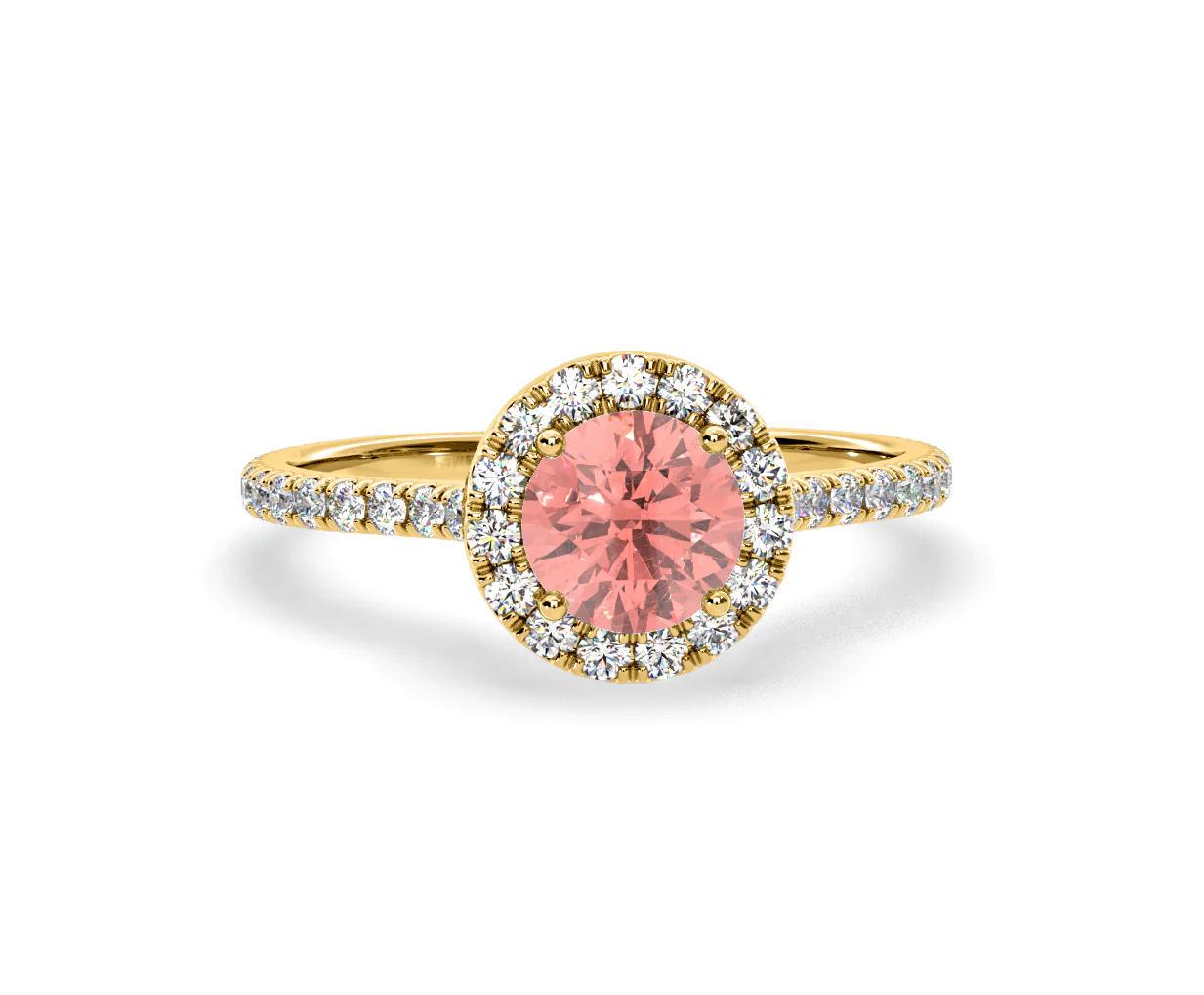 Reina Pink Lab Diamond 1.80ct Halo Ring in 18K Yellow Gold - Elara Collection - Image 85