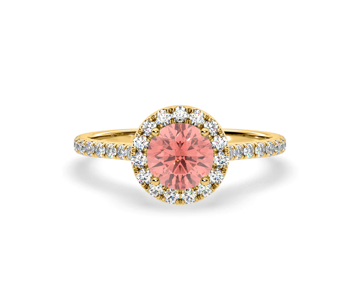Reina Pink Lab Diamond 1.80ct Halo Ring in 18K Yellow Gold - Elara Collection - Image 86
