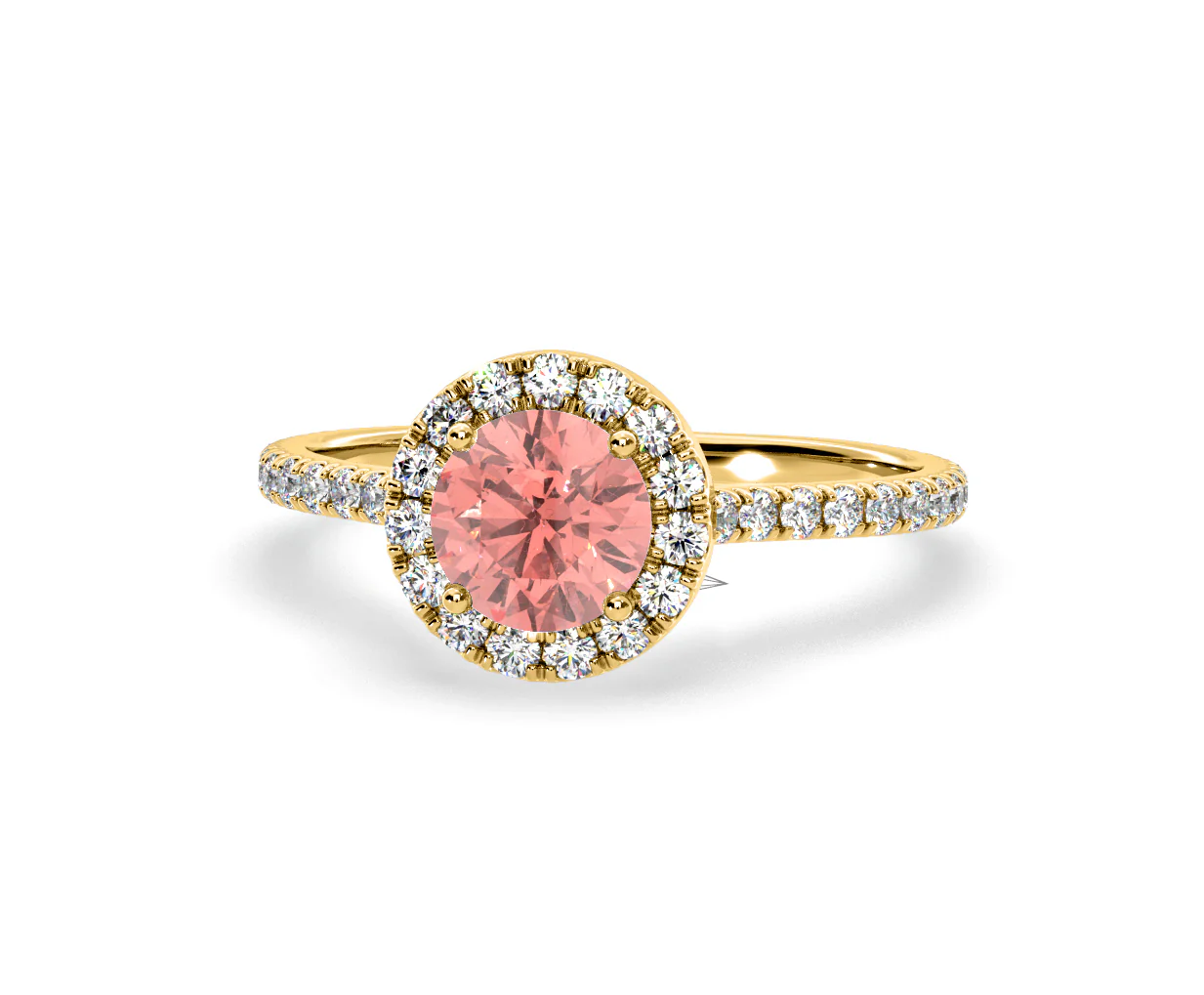 Reina Pink Lab Diamond 1.80ct Halo Ring in 18K Yellow Gold - Elara Collection - Image 9