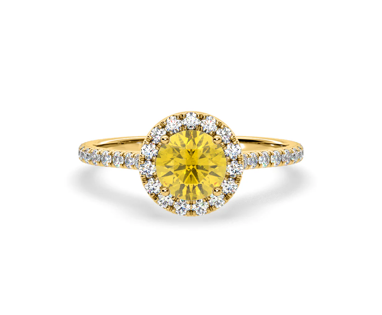 Reina Yellow Lab Diamond 1.80ct Halo Ring in 18K Yellow Gold - Elara Collection - Image 86