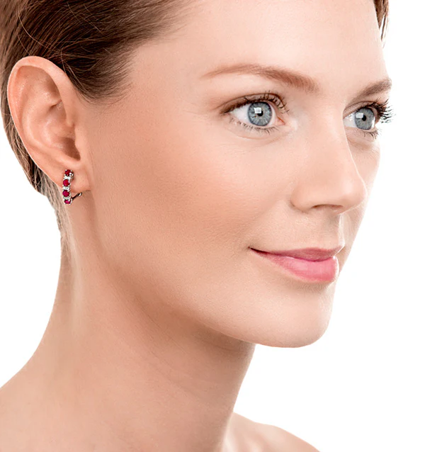 Ruby 1.30CT And Diamond 9K White Gold Earrings - Image 2